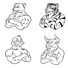 Panther,Tiger,Duck and Bull Mascot Collection