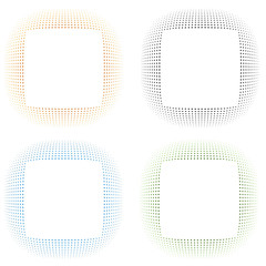 Set of 4 isolated colorful halftone borders
