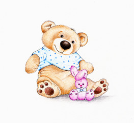 Teddy bear and bunny