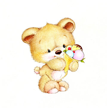 Teddy bear with ice cream