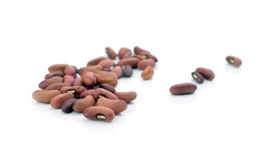 Organic red beans isolated on white background.