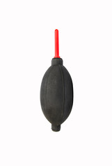 Silicone camera blower for camera and lenses on white background