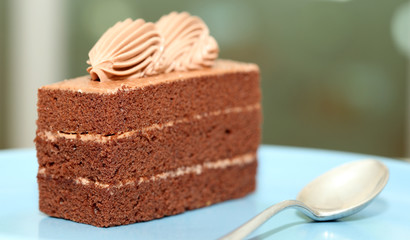 Beautiful tasty chocolate cake close up