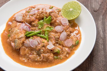 Spicy Sardines in tomato sauce canned fish ,Yum thai food style