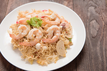 Asian spicy seafood noodle (Yum noodle seafood)