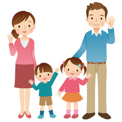 若い家族　6人　全身