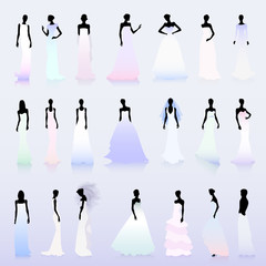 Set of wedding dresses-colored