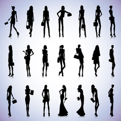 Set of women with bags