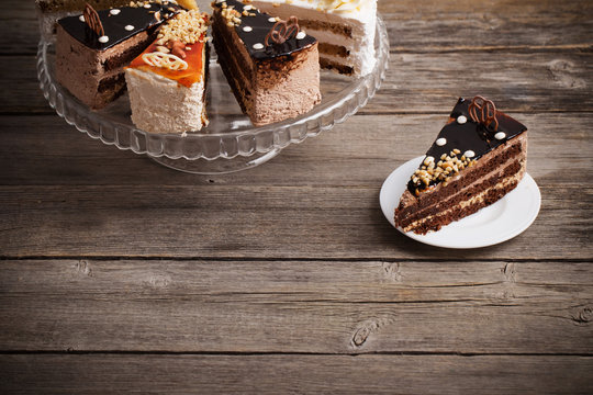 cake on old wooden background