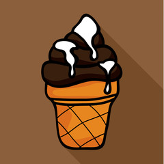 Chocolate ice cream with sweet topping