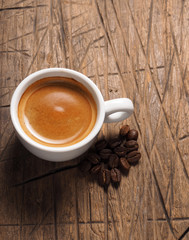 Cup of hot espresso coffee