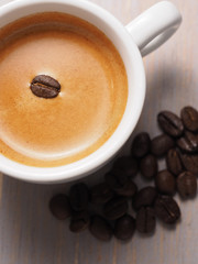 Cup of hot espresso coffee