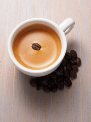 Cup of hot espresso coffee