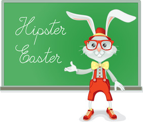Obraz premium Hipster Easter Rabbit Teacher Vector Cartoon