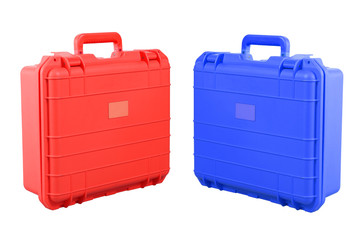 red and blue suitcase for travalling
