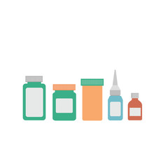 medicine bottles on white background vector