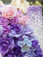 Pink and purple fabric  craft flower for decoration background