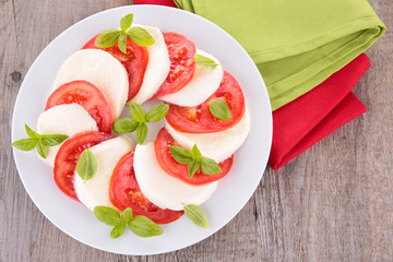 tomato, mozzarella and basil