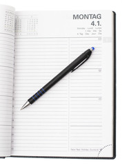 Pocket Planner and Pencil Isolated
