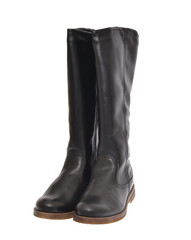 Women's Black Leather Boots Isolated