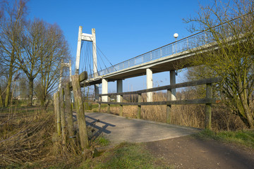 Two bridges under a clear sky in winter