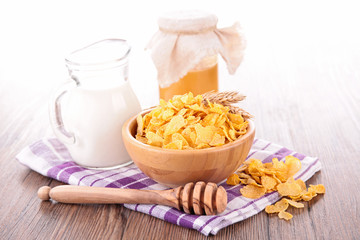 cornflakes, milk and honey