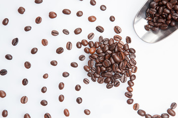 Coffee beans with metal scoop