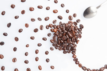 coffee beans with coffee cup