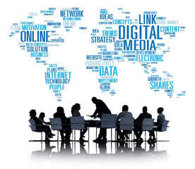 Digital Media Connecting Content Network Technology Concept