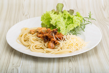 Pasta with octopus and mussels