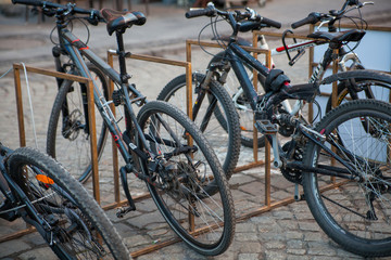 Fototapeta na wymiar Parked bikes