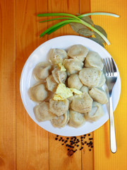 Russian pelmeni top view