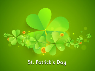 Shamrock leaves with gold coin for St. Patrick's Day celebration