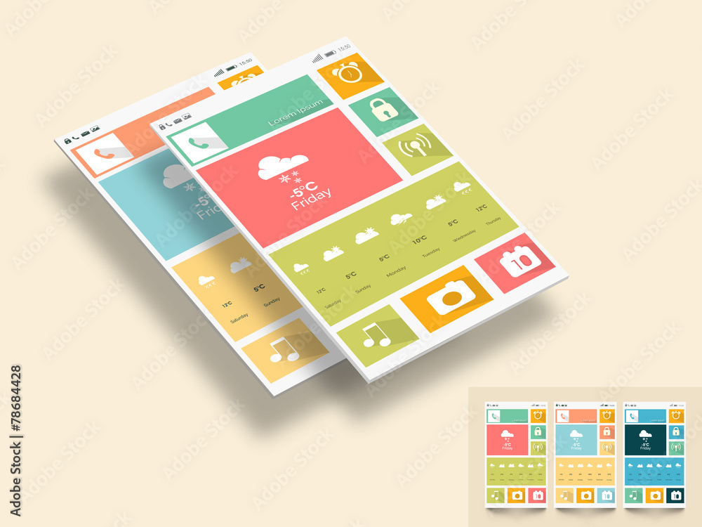 Poster web user interface layout with different features.