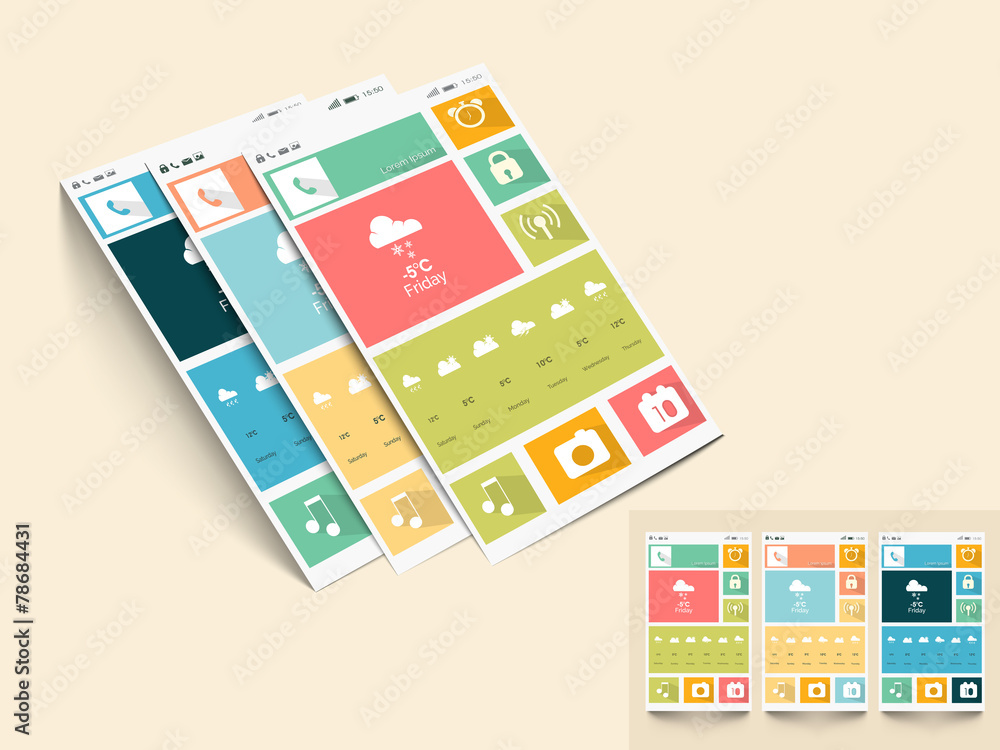 Poster web user interface layout with different features.