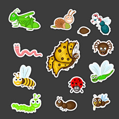 Collection of cute insects cartoon.