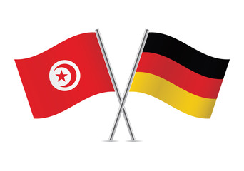 German and Tunisian flags. Vector illustration.