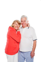 Happy senior couple portrait. Isolated on white background.