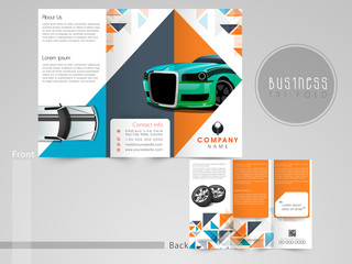 Tri-Fold brochure, template or flyer for Automobile Center.