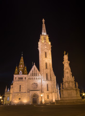 Fototapeta na wymiar Matthias catholic church in Budapest city of Hungary at night