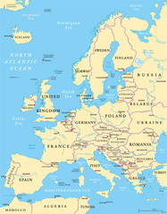Naklejka premium Europe Political Map