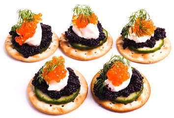 Caviar Appetizer served on crackers