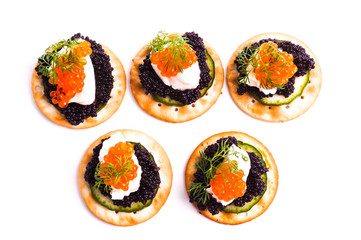 Caviar Appetizer served on crackers
