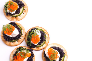 Caviar Appetizer served on crackers