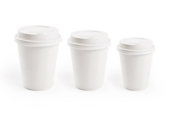 Paper cup isolated on white. Coffee to go.