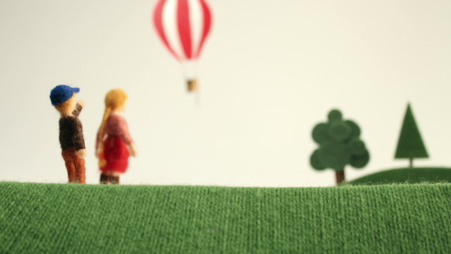 Happy kids playing outside - puppet animation