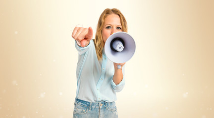 Girl shouting over isolated white background
