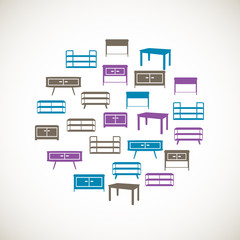 Colorful furniture icons - table