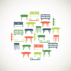 Colorful furniture icons - table