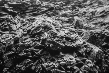 Closeup image of a basalt cliff in Iceland